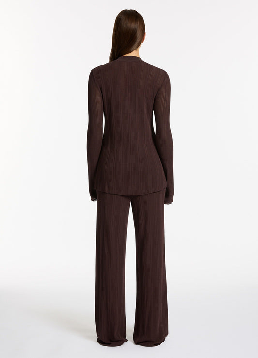 Jetset Knit Long Sleeve Top - Chocolate