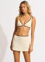 Beach Bound Ring Front Tank Bikini Top - Ecru