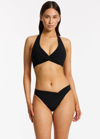 Jetset Twist Front Hipster Bikini Bottom - Black