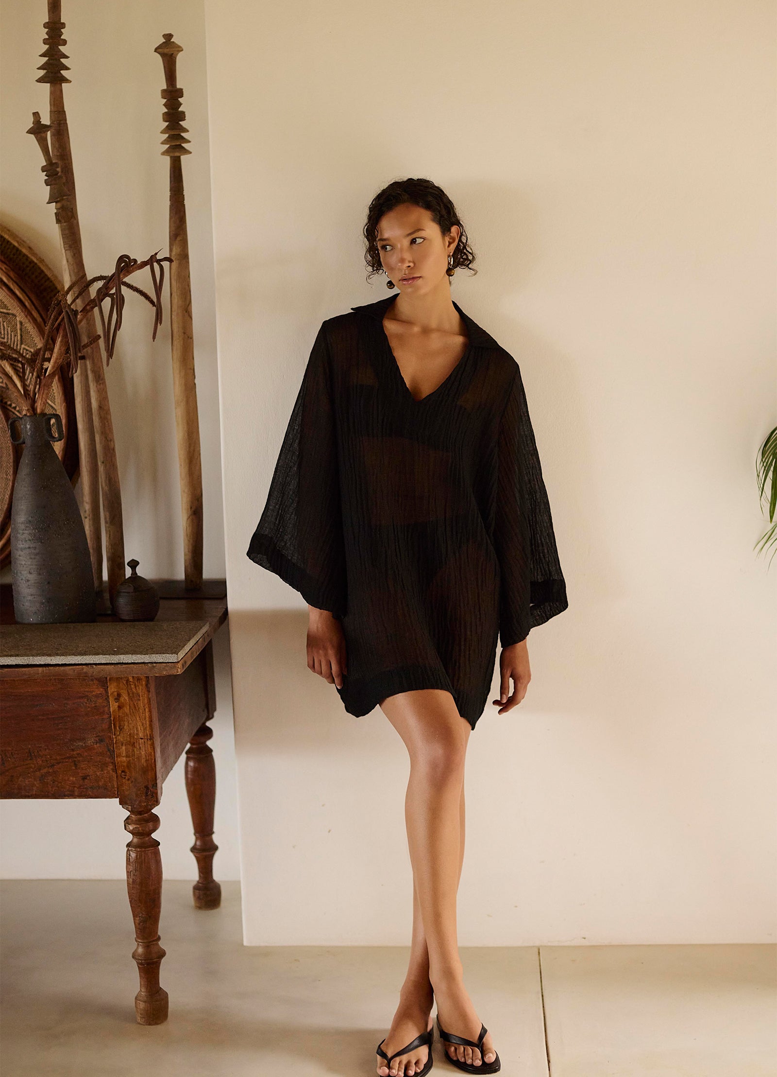 Wave Gauze Sheer Mini Cover Up